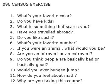 Census exercise photo